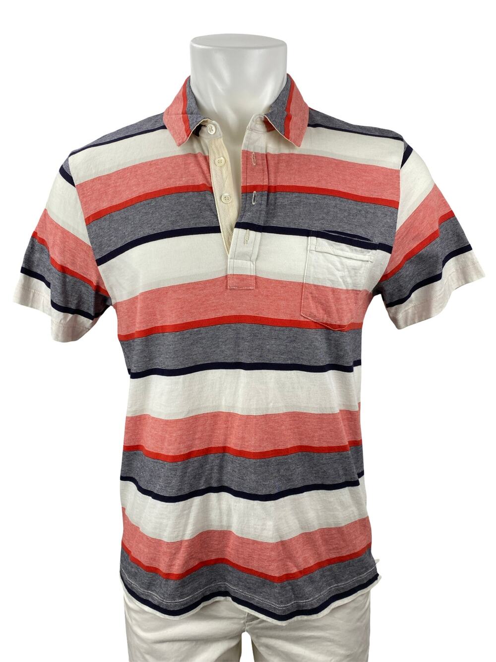 Billy Reid Mens Multicolor Striped Short Sleeve Golf Colorblock Polo Shirt Top L